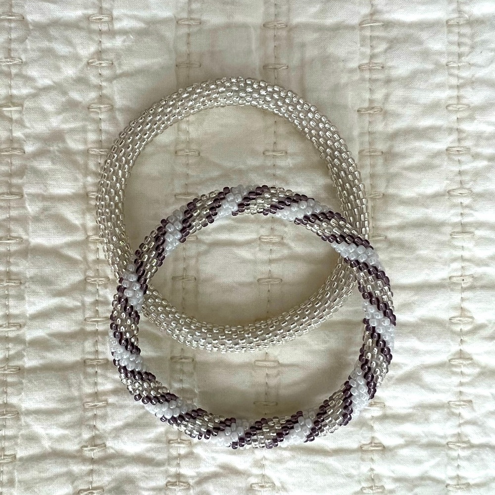 Sashka Co. Handcrafted Glass Bead Bracelets set of 2 pictured 🌈